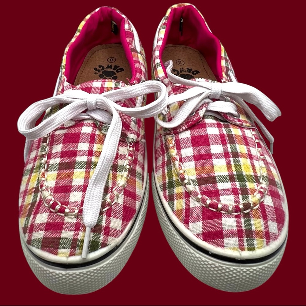 NEW Dawgs 8M Women’s Sneakers Pink Plaid Size US8 (Fits a 7.5)
